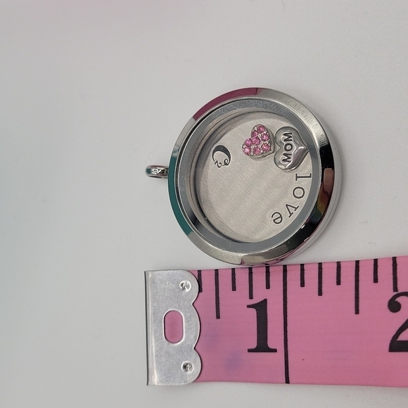 Origami Living Lockets Charm Pendant Necklace with MOM and pink heart - Picture 8 of 8